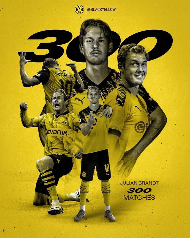 隊(duì)史第20人，布蘭特達(dá)成多特300場里程碑