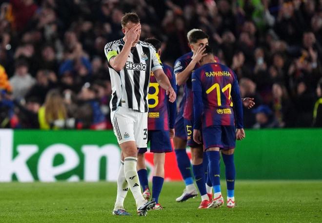 紐卡2-7巴薩，為英格蘭球隊歐冠并列最大分差失利