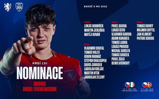 捷克新一期大名單：紹切克、希克領(lǐng)銜，曹法爾、舒爾茨在列