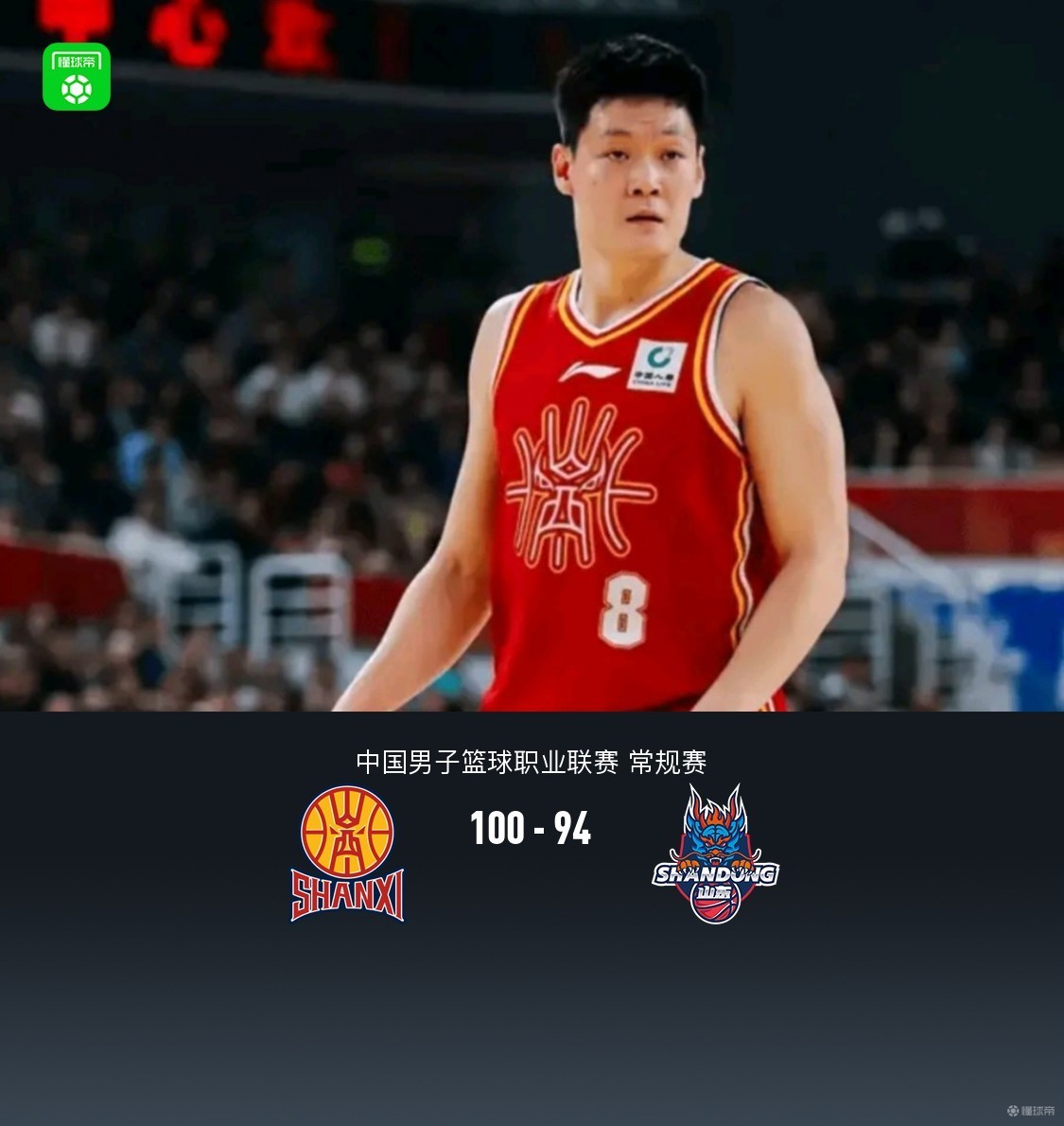 山西100-94險勝山東，張寧17分5犯畢業(yè)，陳林堅21分，高詩巖1分