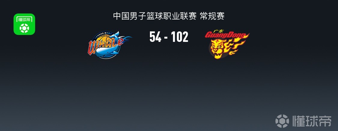 廣東102-54送四川32連敗，徐杰20+5，陳家政15分