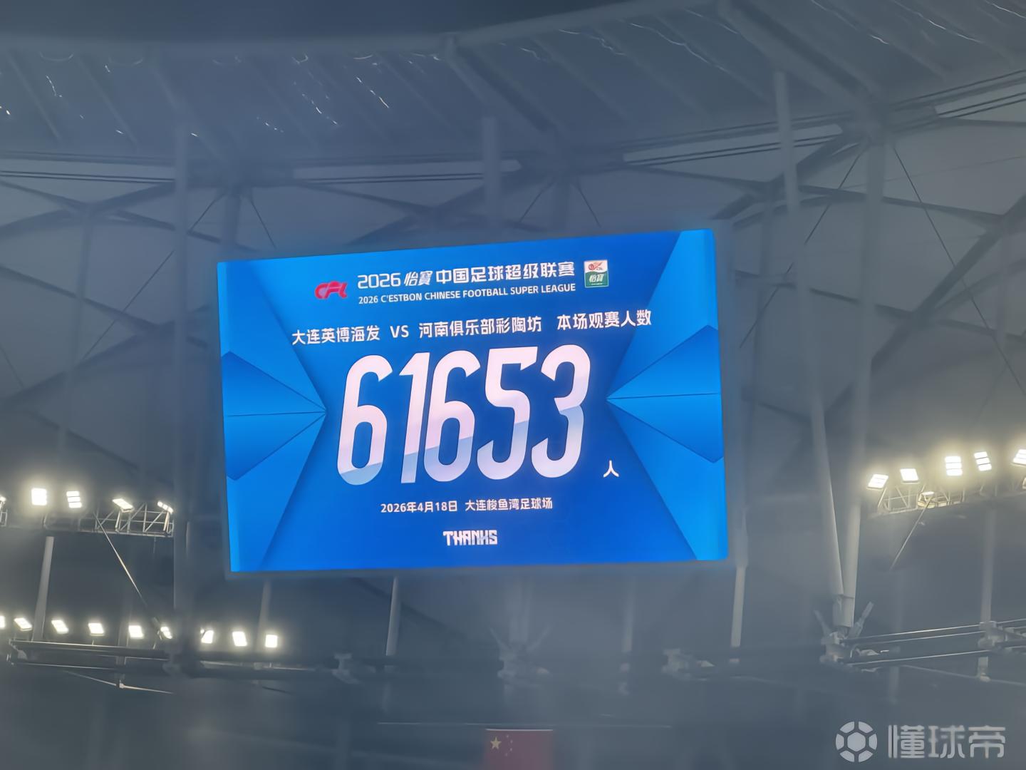 61653人觀戰(zhàn)英博vs河南，排名中超歷史觀眾人數(shù)第5位