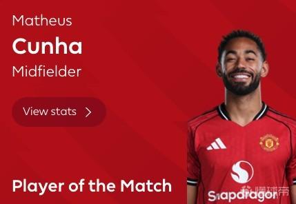 打入唯一進(jìn)球，庫(kù)尼亞當(dāng)選曼聯(lián)客戰(zhàn)切爾西全場(chǎng)最佳球員